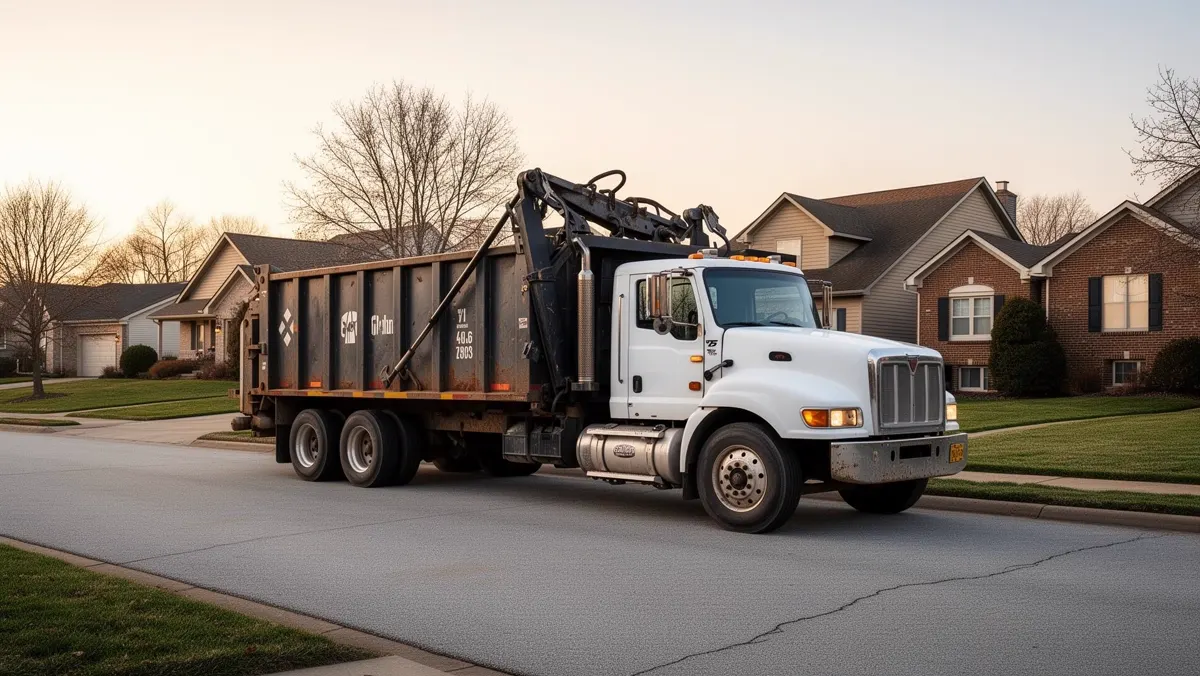 16 yard dumpster rental delivery truck in Hendricks County, Indiana – Dumpster Dogs